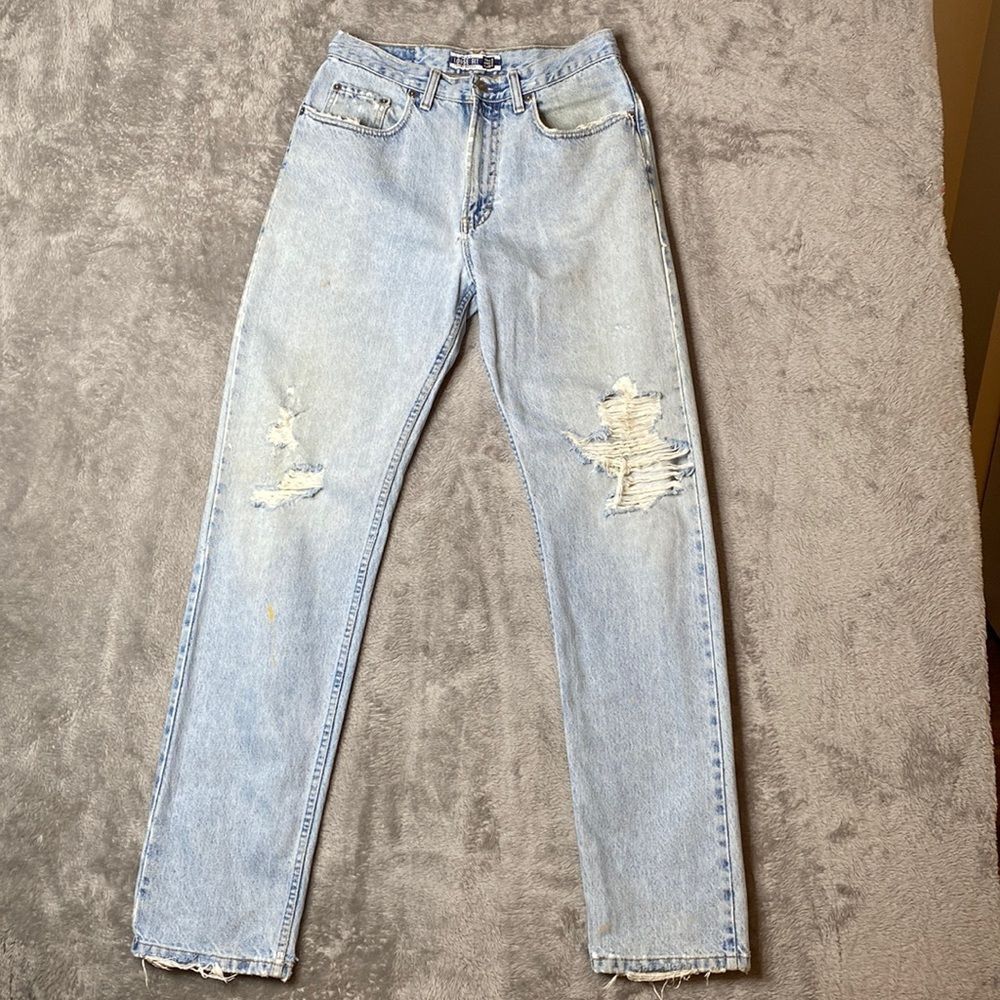 Vintage 90's Y2K  Gap Loose Fit Jean Light Wash Distressed Destroyed W31…